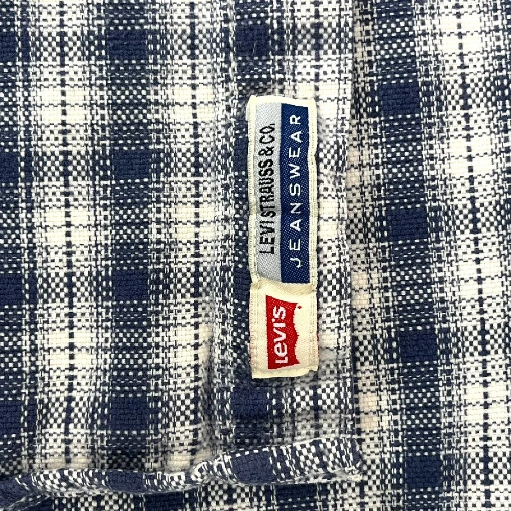 Vintage Levi’s Jeanswear Men’s Large Blue White Plaid Heavy Flannel Shirt Y2K‎